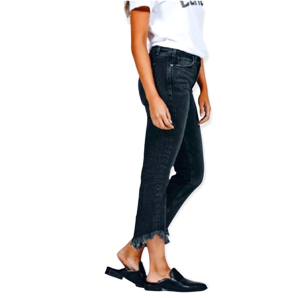 MCGUIRE Cropped Valletta Straight High Waist Fray Hem Black Jean Sz 28 NWT